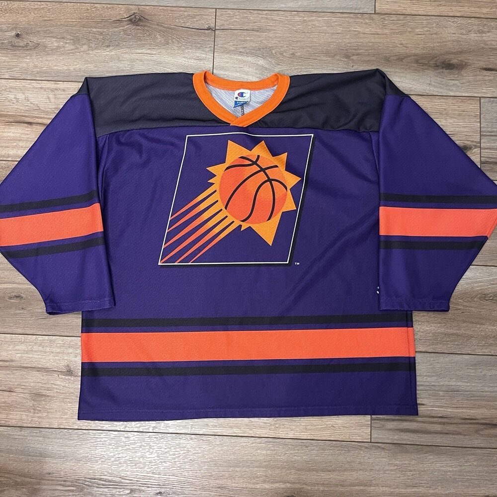 Vintage 90s Champion Phoenix Suns Hockey Jersey NBA Basketball Size XL Purple